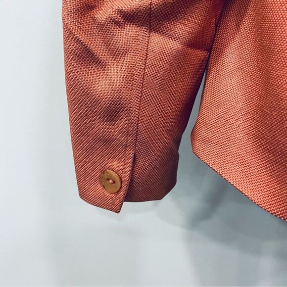 VTG TALBOTS Y2K 10 Orange Silk Wool Blazer Office Corp Core Academia Career Fall - Picture 9 of 16